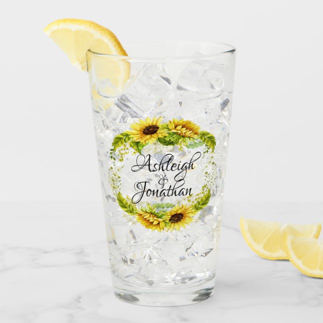 Hübsche Sonnenblumen Glas (Vorderseite Ice)