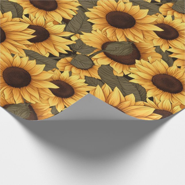 Hübsche Sonnenblumen-Illustration überall Geschenkpapier (Ecke)