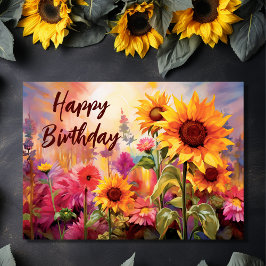 Hübsche Sonnenblumen mit farbenfrohen Blume Geburt Karte