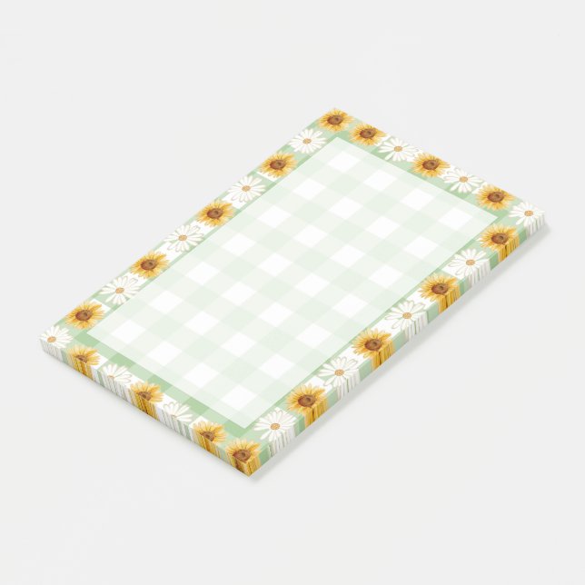 Hübsche Sonnenblumen Schottisch Trendy Green Yello Post-it Klebezettel (angewinkelt)