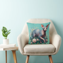 Hübsche Sphynx-Katzen und Blume Kissen
