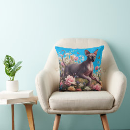 Hübsche Sphynx-Katzen und Blume Kissen