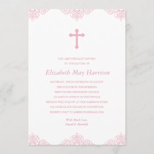 Hübsche Spitze  Taufe der rosa Girls/Christening Einladung