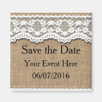 Hübsche Spitze und Burlap speichern das Date Magne