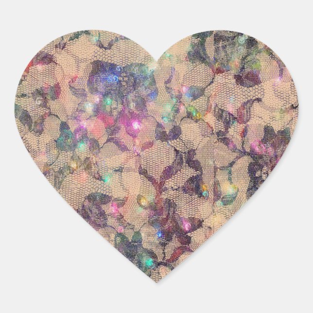 Hübsche Spitzen-Rose Herz-Aufkleber (Vorderseite)