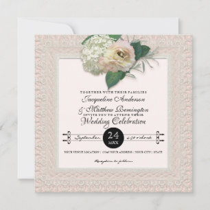 Hübsche Spitzen Typografie Französische Blume Peon Einladung