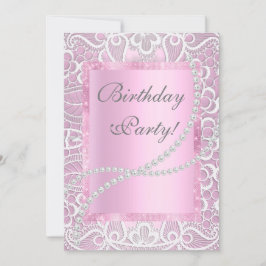 Hübsche Spitzen und Perlen, elegante Geburtstagsku Einladung