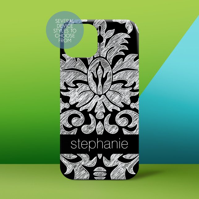 Hübsche Spitzenmatte Schwarz-Weiß-Muster title_seo2 (Personalized Phone Case)