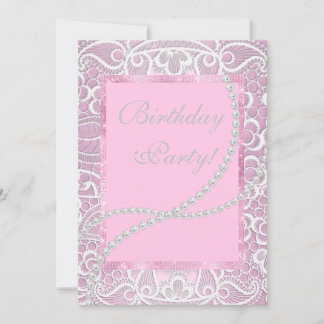 Hübsche Spitzenperlen, eleganter Geburtstagsgeschm Einladung