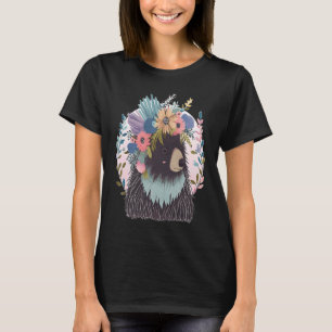 Hübsche Stachelschwein-Blumenkrone Wasserfarbe Flo T-Shirt