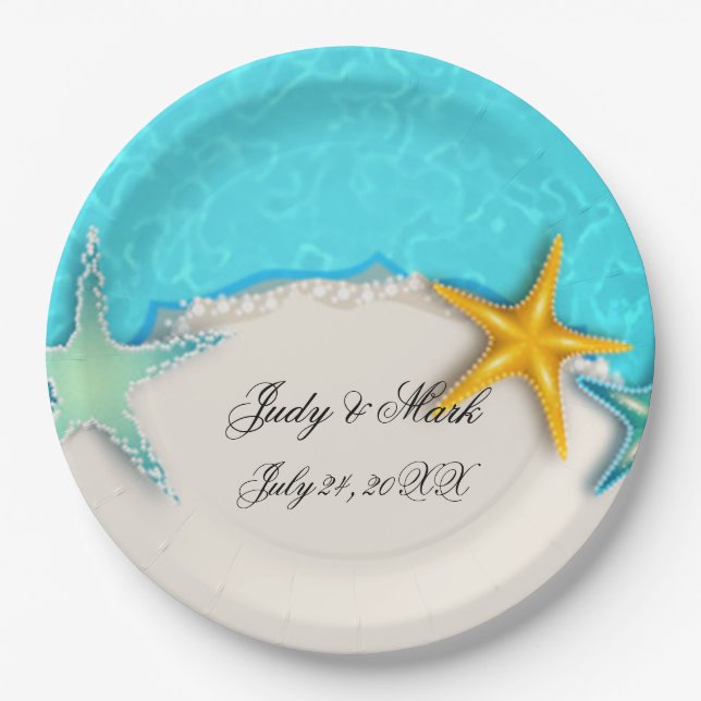 Hübsche Starfish Summer Beach Paper Plate Pappteller (Vorderseite)