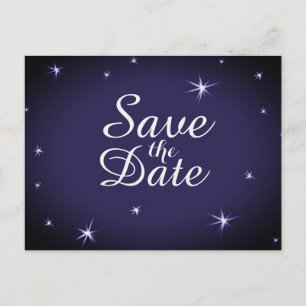 Hübsche Starlit Save the Date weiße Sterne auf Ankündigungspostkarte