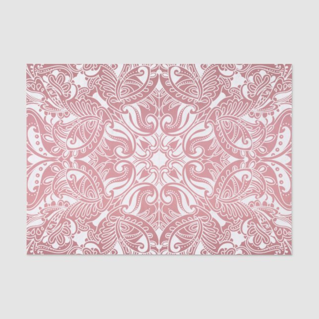 Hübsche staubige Rose und Weiß Paisley Seidenpapier (Vorderseite)