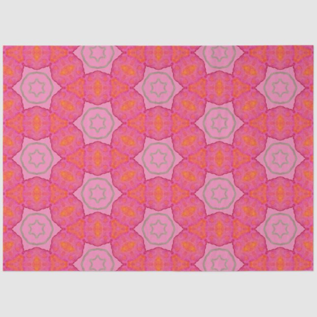 Hübsche Sterne rosa und orangefarbenes Gewebe Seidenpapier (Vorderseite)