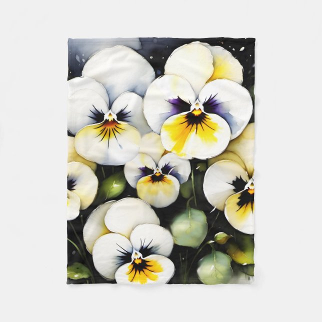 Hübsche Stiefmütterchen Aquarellmalerei Fleecedecke (Vorderseite)