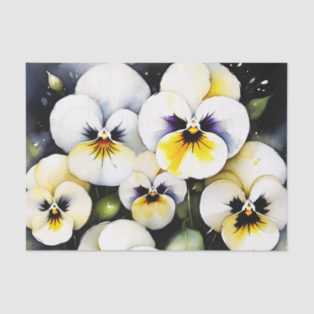 Hübsche Stiefmütterchen Aquarellmalerei Seidenpapier (Vorderseite)