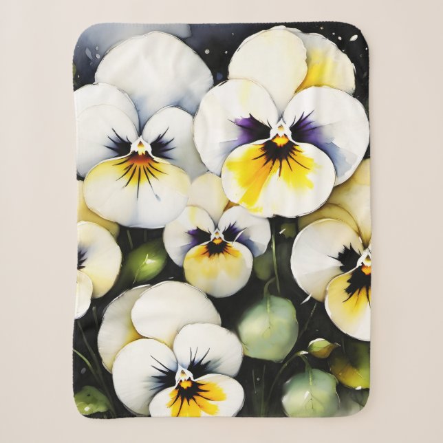 Hübsche Stiefmütterchen Aquarellmalerei Sherpadecke (Vorderseite)