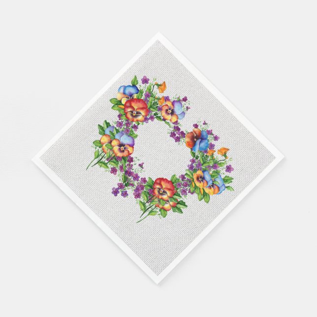 Hübsche Stiefmütterchen Serviette (Ecke)
