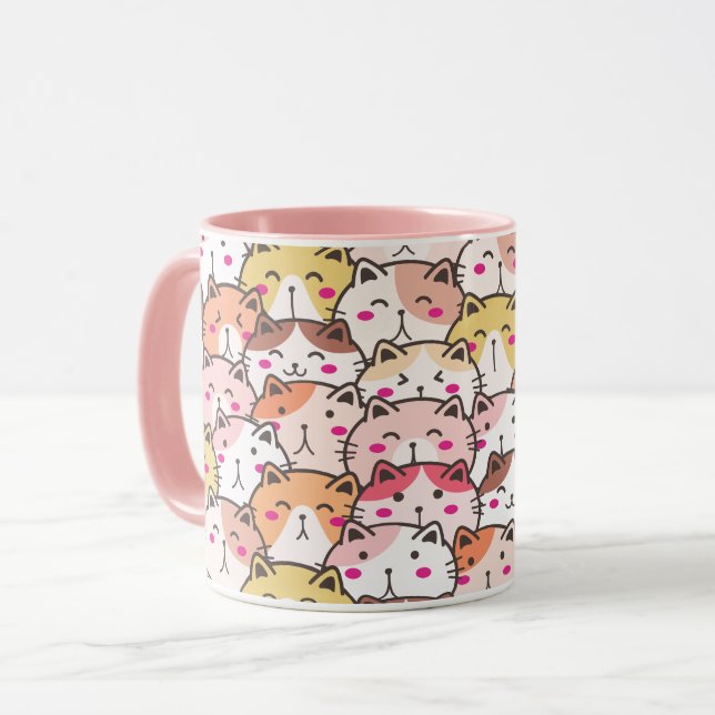 Hübsche süße Muster Katzen Kätzchen, Modern Tasse (Vorderseite Links)