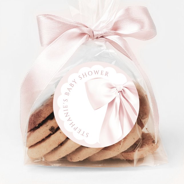 Hübsche süße rosa Schleife Baby Shower Aufkleber (Von Creator hochgeladen)