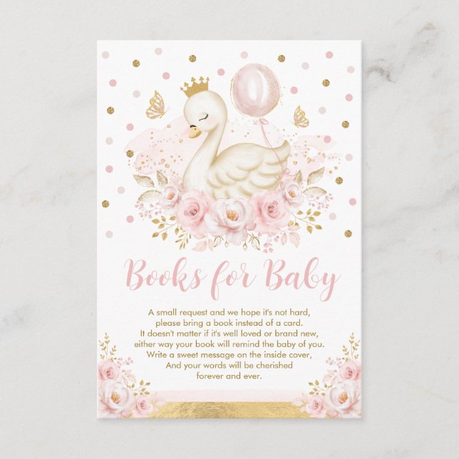 Hübsche Swan Princess Pink Gold Books for Baby Gir Begleitkarte (Vorderseite)