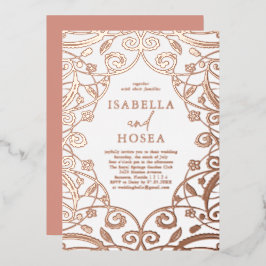 Hübsche Sweet Rose Gold Blumenstrauß Hochzeit Folieneinladung