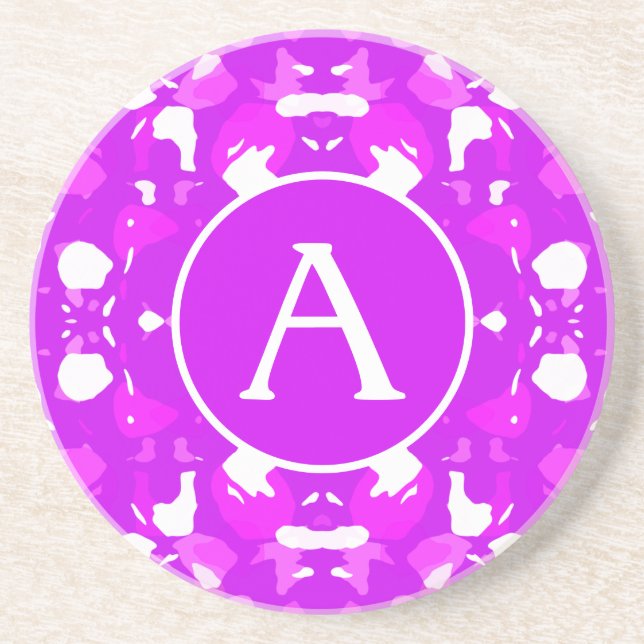 Hübsche symmetrische Zeichen in Rosa und Weiß Getränkeuntersetzer (Vorne)