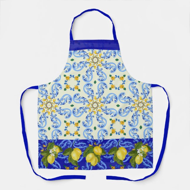 Hübsche Talavera Tile All-over Print Schürze Lemon (Vorderseite)