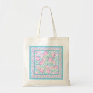 Hübsche Tasche mit rosa Rosen, weiße Schmetterling