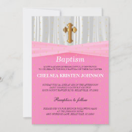 Hübsche Taufe mit rosa und weißem Satin / Christen Einladung