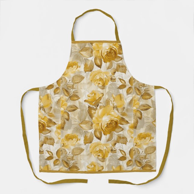 Hübsche Taupe Gold Rose Schürze (Vorderseite)