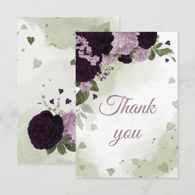 hübsche, tiefe und hellviolette Blumen Dankeskarte (Vorne/Hinten)