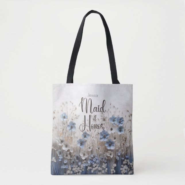 Hübsche Trauzeugin Blauer/Weißblume Tasche (Vorderseite)