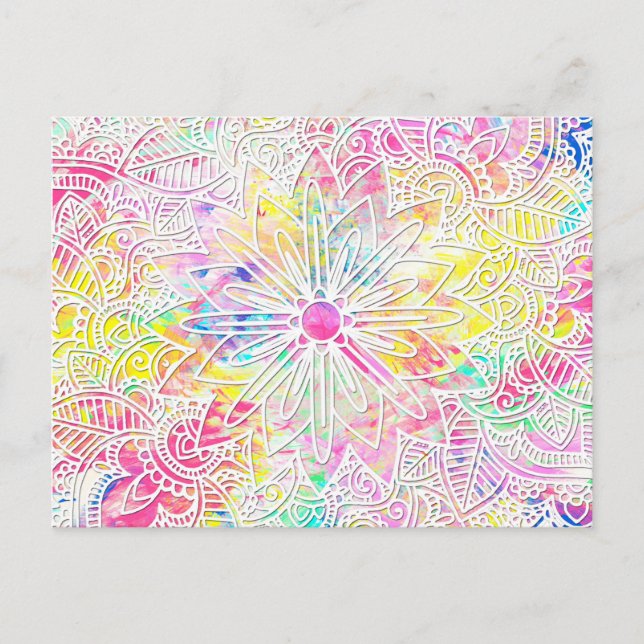 Hübsche, trendige, blumengeschmückte Henna-Muster Postkarte (Vorderseite)