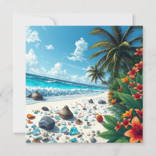 Hübsche tropische Strandlandschaft   Leer Karte