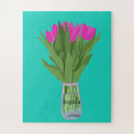 Hübsche Tulip Blume Moderne Illustration + Name