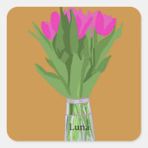 Hübsche Tulip Blume Moderne Illustration + Name