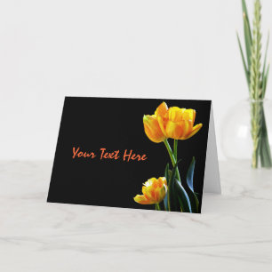 Hübsche Tulpe-Fotografie auf schwarzer Gruß-Karte Feiertagskarte