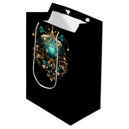 HÜBSCHE TÜRKIS- UND GOLDDENE WEIHNACHTSDEKORATIONE MITTLERE GESCHENKTÜTE