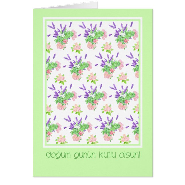 Hübsche türkische Blumengrüße Geburtstag (Vorne)