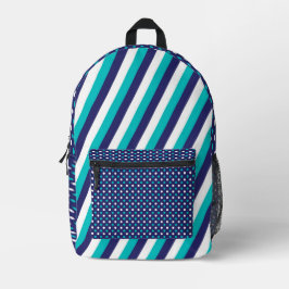 HÜBSCHE TÜRKISCHE UND NAVY STRIPES & POLKA-DOTS BEDRUCKTER RUCKSACK