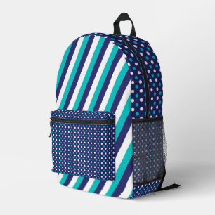 HÜBSCHE TÜRKISCHE UND NAVY STRIPES & POLKA-DOTS BEDRUCKTER RUCKSACK