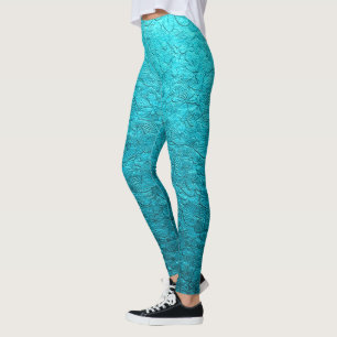 Hübsche türkisfarbene Blätter Leggings