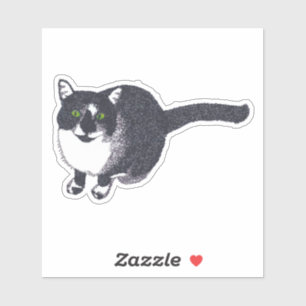 Hübsche Tuxedo-Katze in Schwarz-Weiß-Vinyl-Aufkleb Aufkleber