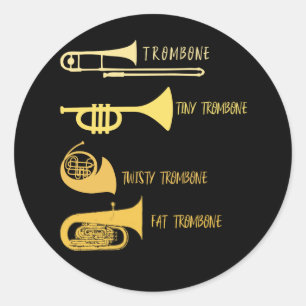 Hübsche Typen von Trombone Player Marching Jazz Ba Runder Aufkleber