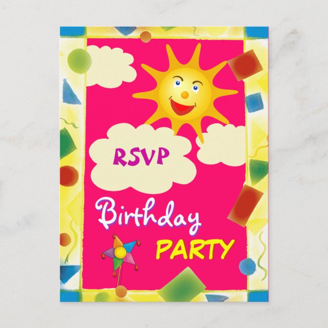 Hübsche UAWG - BIRTHDAY-Postkarte Einladungspostkarte (Vorderseite)