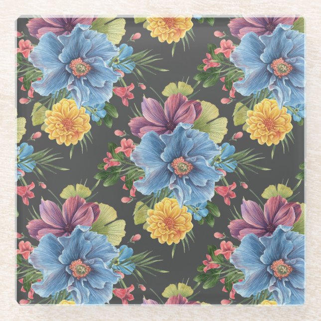 Hübsche und dunkle Blume Glasuntersetzer (Vorderseite)