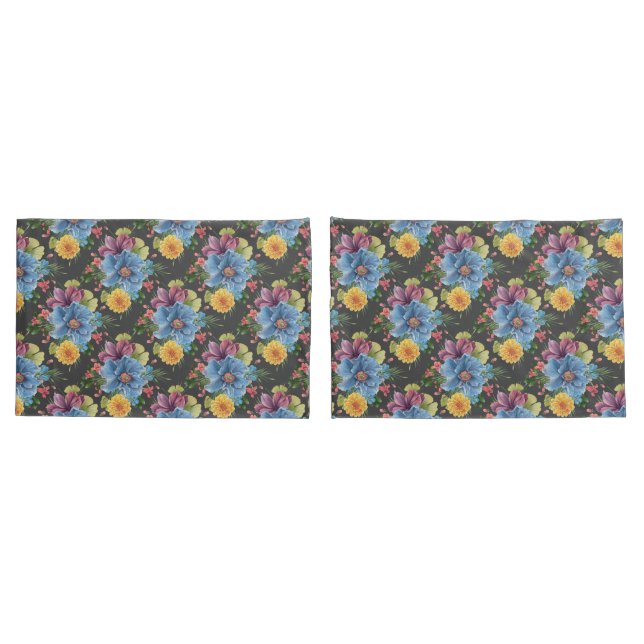 Hübsche und dunkle Blume Kissenbezug (Rückseite-Set)