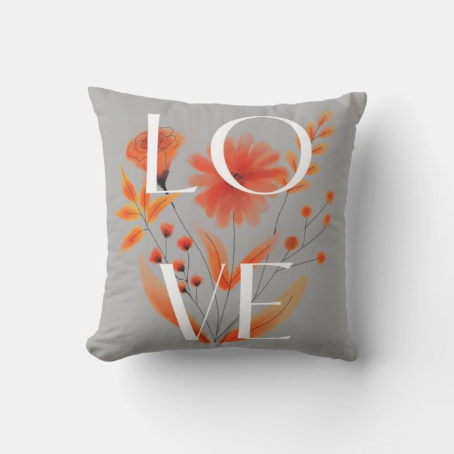 Hübsche und einfache Orangen-Blume Wohngestaltung  Kissen (Vorderseite)