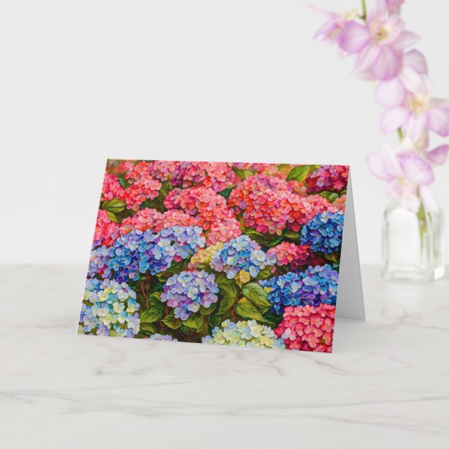Hübsche und farbenfrohe Hydrangea-Blume Art Karte (Orchidee)